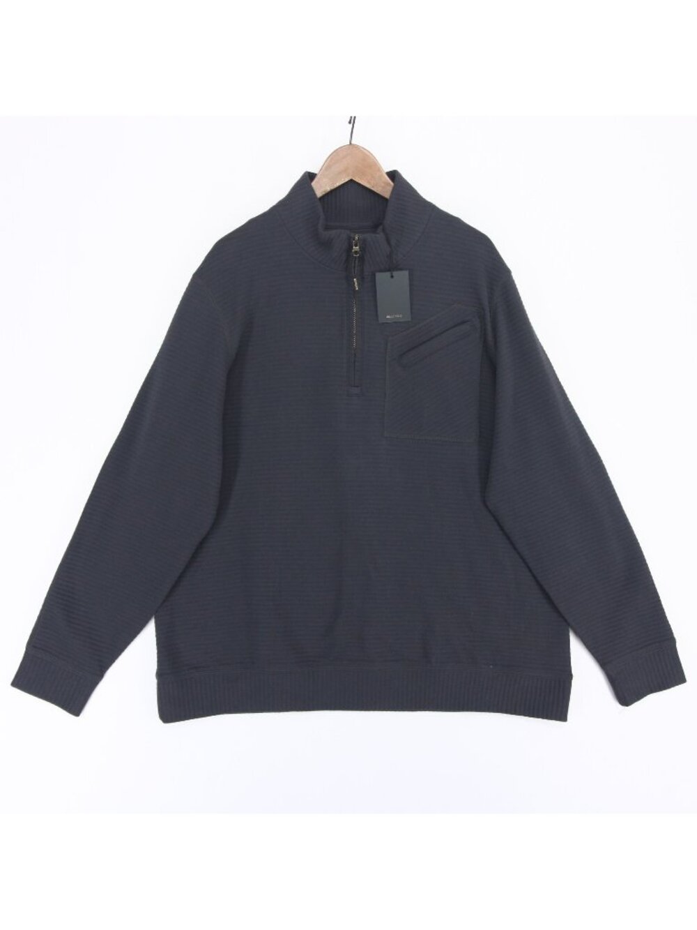 Billy Reid Quilted Half Zip Pullover Mens XXL Navy Chest Pocket Elbow Patches